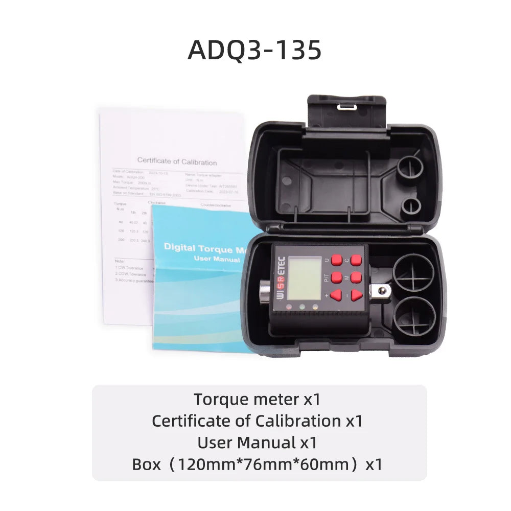 WISRETEC Digital Torque Meter Adapter 0.1–340 N.m Electronic Digital Torque Adapter SPOT Torque1.35-135N.m