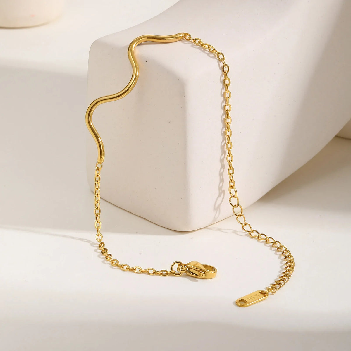 Waterproof Wave Bracelet Women – Gold Stainless Steel, Adjustable Fashion Bracelet SPOT