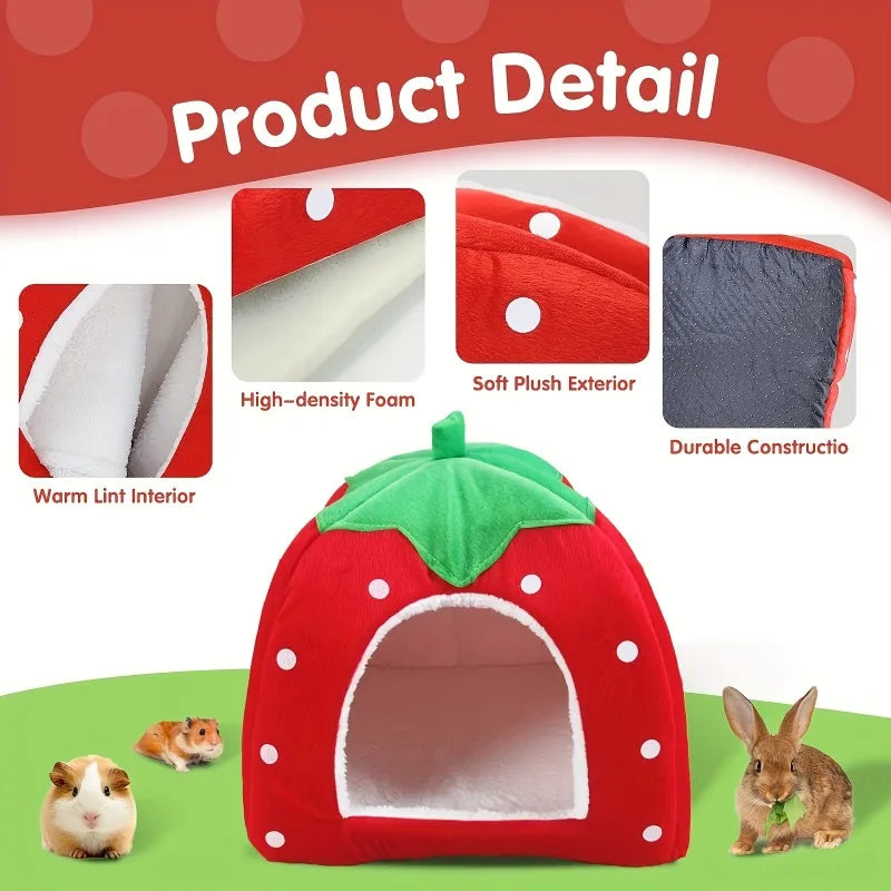 Strawberry Hideout Nest – Warm Washable Small Pet Bed Small Pet Hideout SPOT