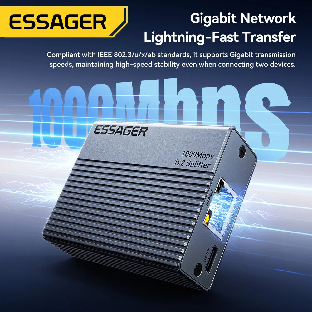 Essager RJ45 Ethernet Splitter 1000Mbps – 1 to 2 Ways Adapter Ethernet Splitter Adapter SPOT