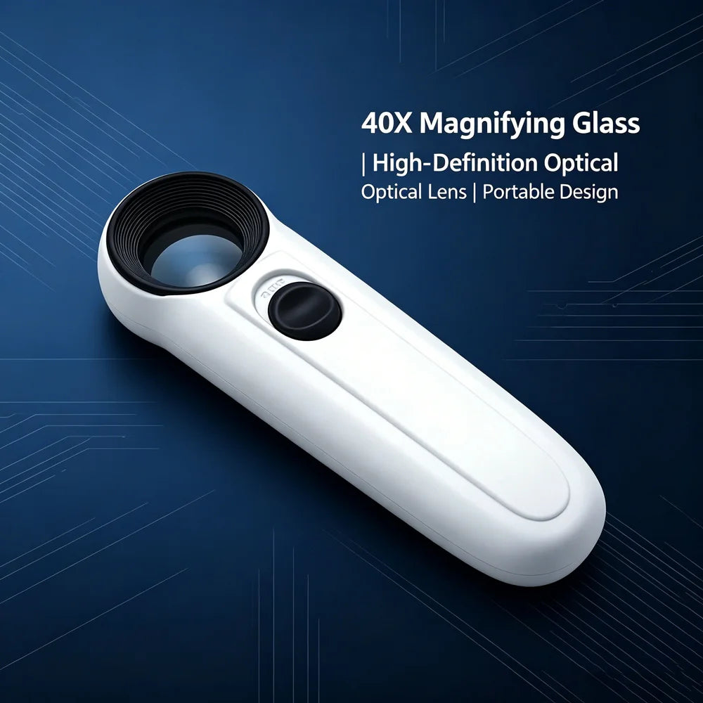 40X LED Pocket Magnifier – Jewelry, Coins & Electronics Loupe LED Handheld Magnifier SPOT
