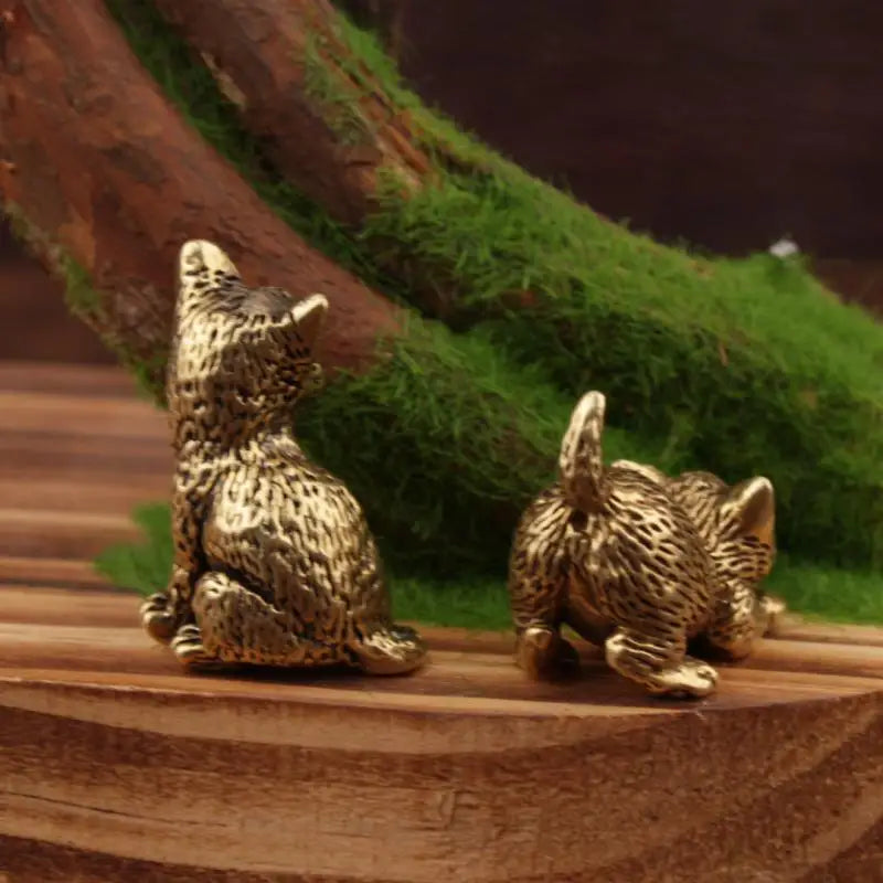 Brass Cat Figurine – Vintage Miniature Tea Pet Desk Ornament Miniature Figurine SPOT