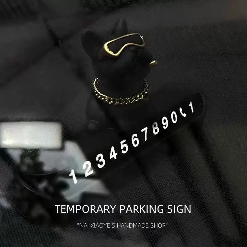 Bulldog Temporary Parking Card – Funny Car Dashboard Decor Car Dashboard Decor SPOT