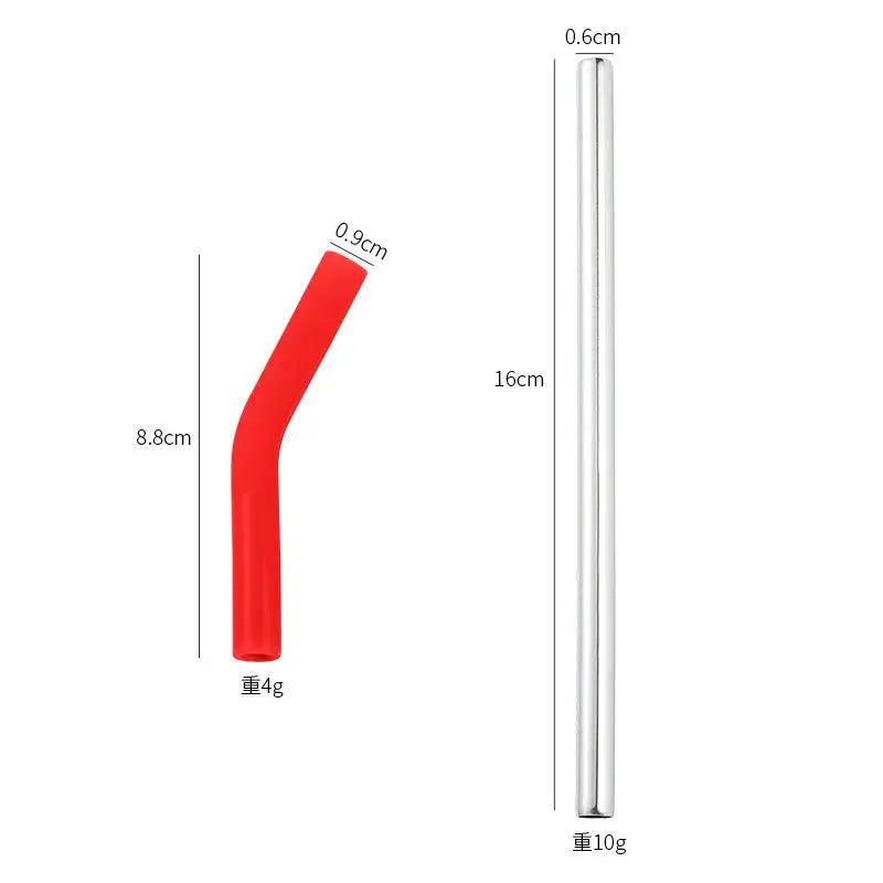 Reusable Stainless Steel Straw – Silicone Tips & Cleaning Brush Reusable Metal Straw SPOT A6