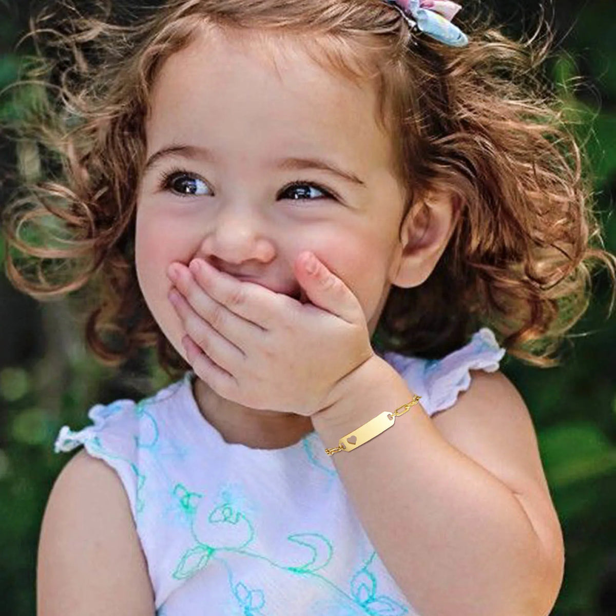 Engravable Kids Name ID Bar Bracelet – Gold Stainless Steel Personalized Kids Bracelet SPOT