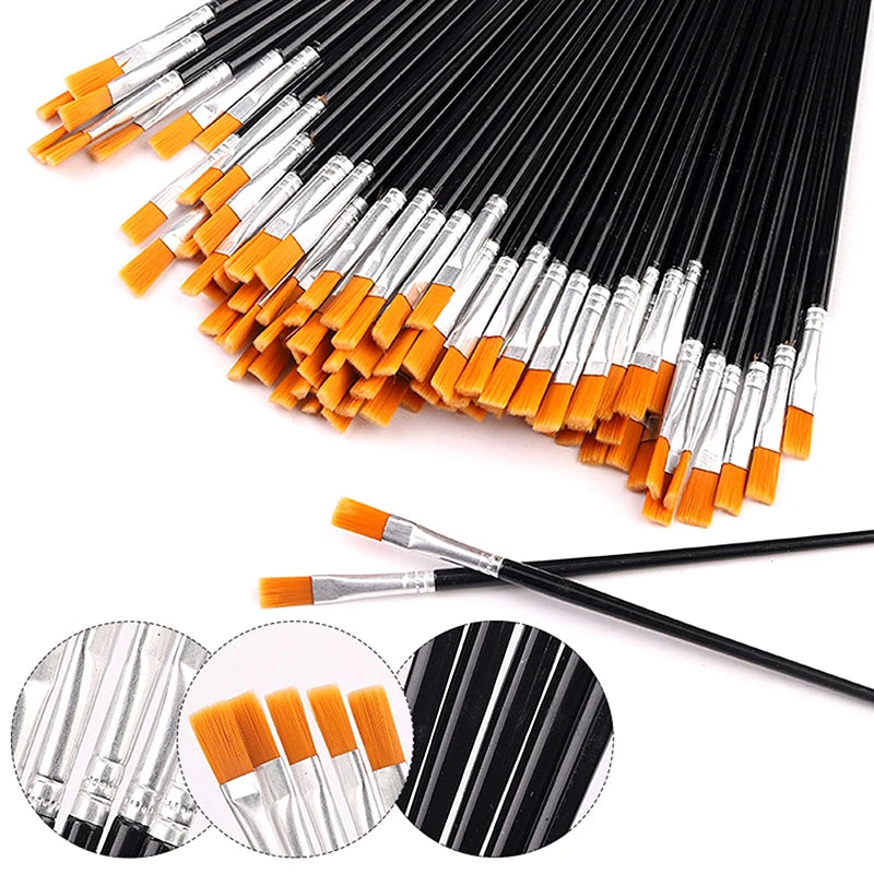 50-Piece Nylon Paint Brush Set – Multi-Size Art Brushes Paint Brush Set SPOT