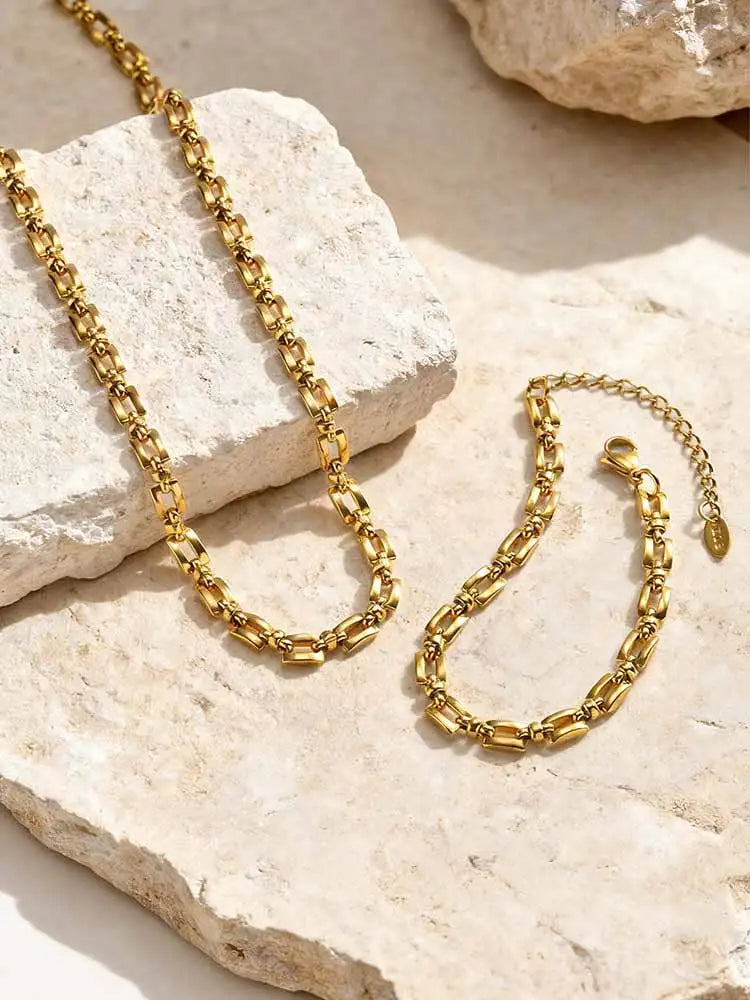 Minimalist Gold Plated Stainless Steel Chain Necklace Women Chain Link Necklace SPOT