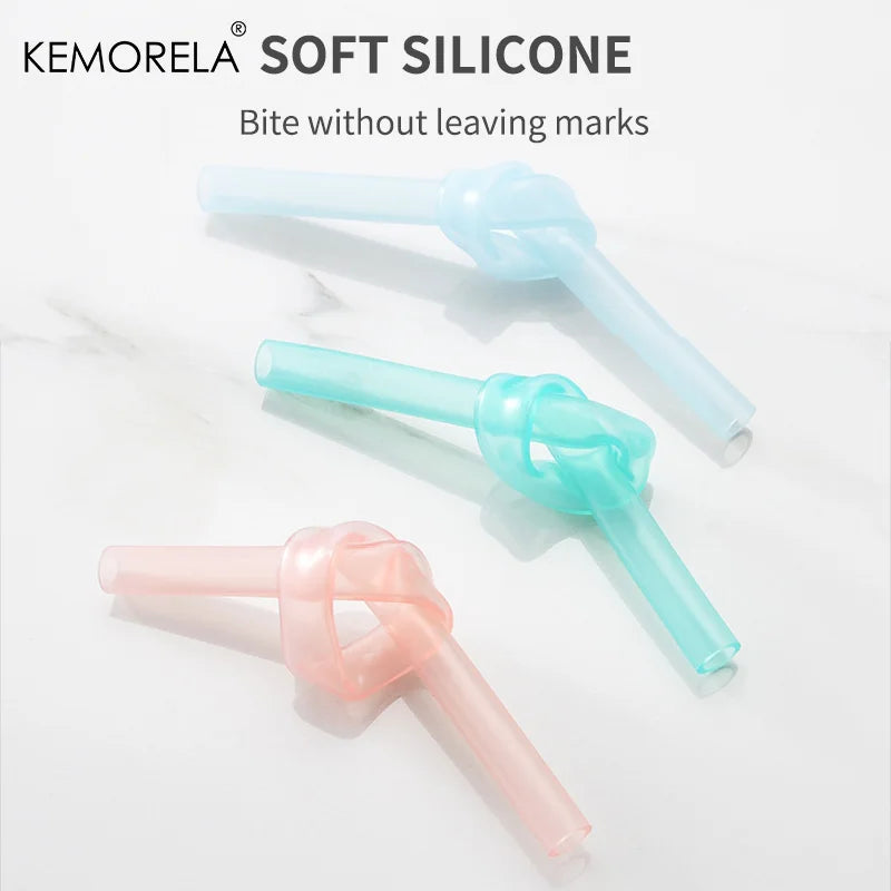 KEMORELA 6-Pack Reusable Silicone Straws with Cleaning Brush Reusable Silicone Straws SPOT