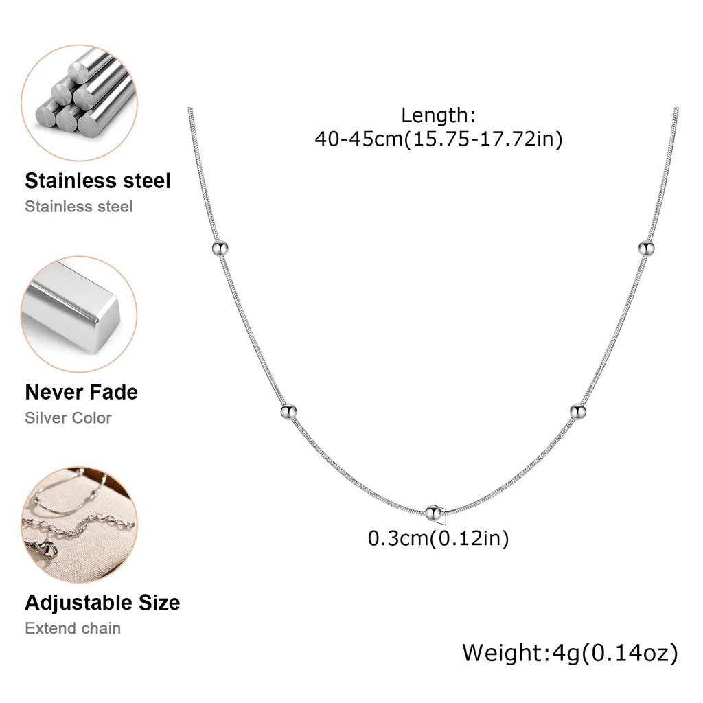 Meaeguet 1mm Ball Chain Necklace – Stainless Steel Women's Ball Chain Necklace SPOT