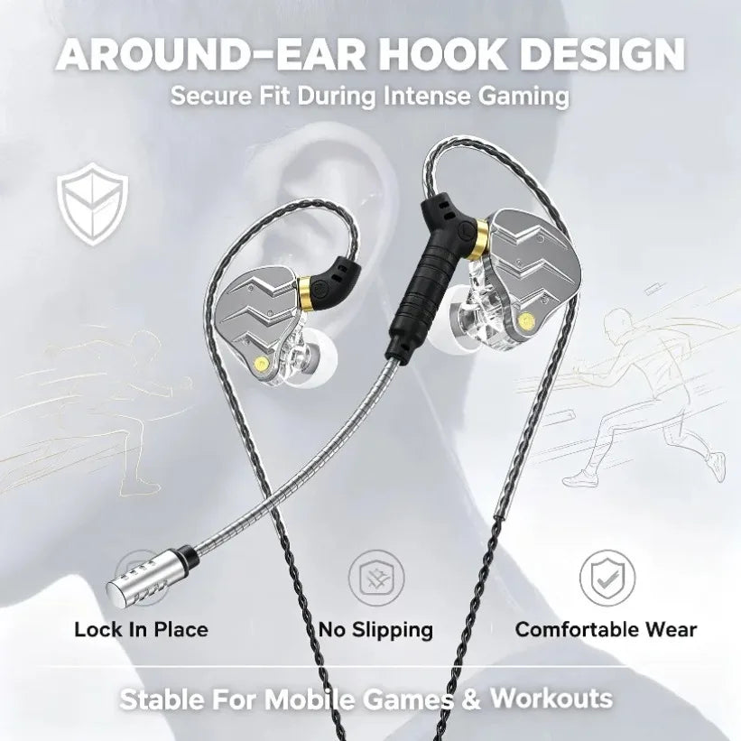 VIKEFON Wired Gaming Earbuds – Detachable Mic, 11mm Driver Wired Gaming Earbuds SPOT