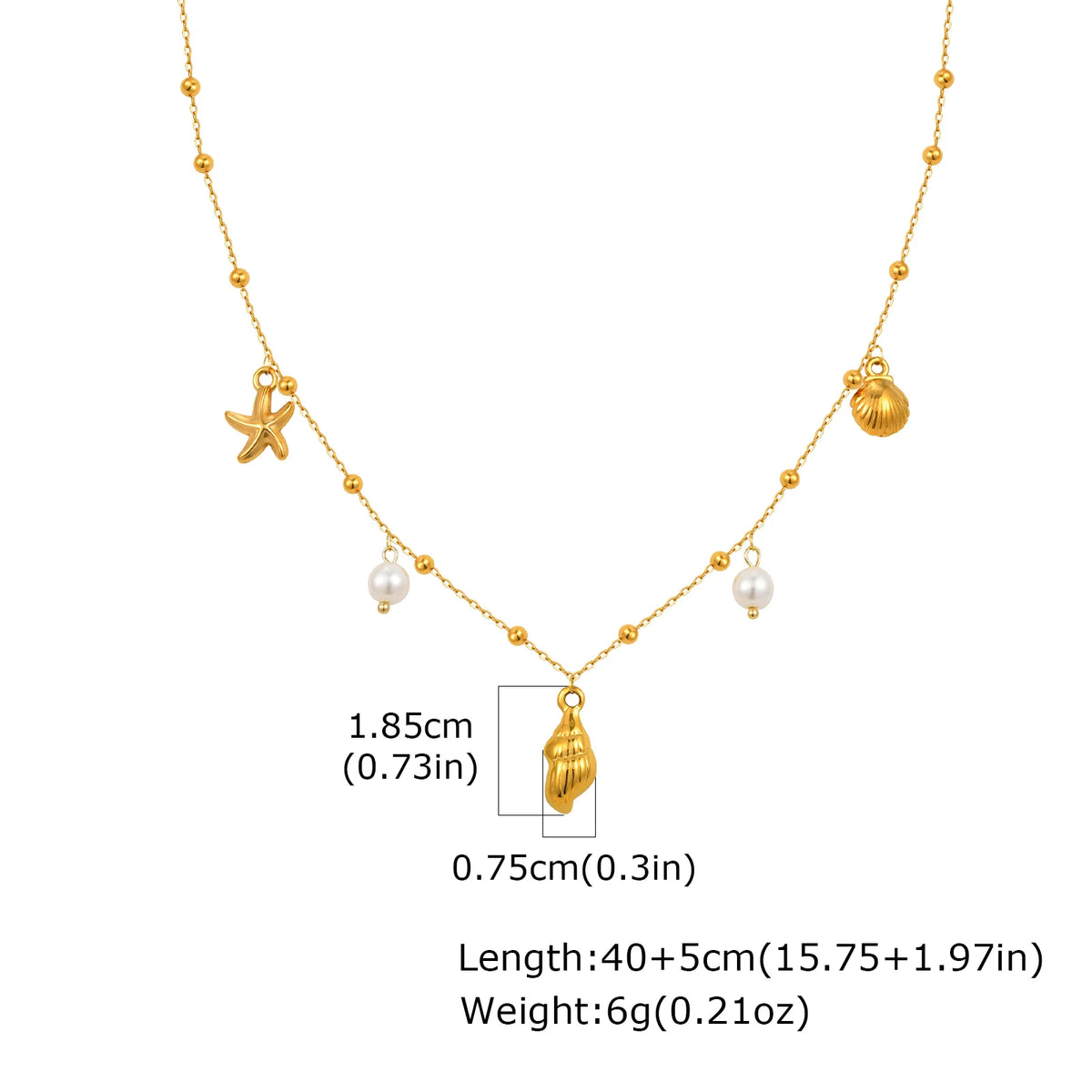 Gold Plated Beach Necklace – Seashell Ocean Charm Pendant Pendant Necklace SPOT NC-2165G