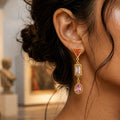 CZ Long Drop Dangle Earrings – Geometric Zirconia Gold Plated Drop Dangle Earrings SPOT Default Title