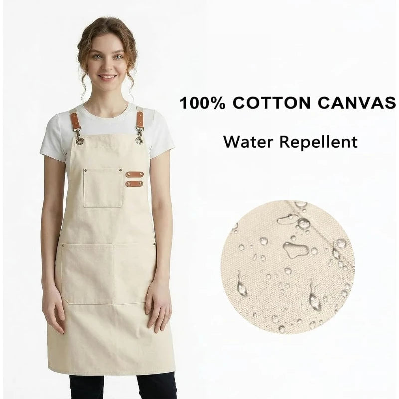 White Waterproof Kitchen Apron – Adjustable Bib, Oil-Proof Kitchen Bib Apron SPOT