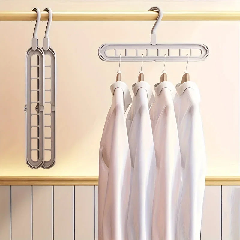 3-Pack Foldable 9-Hole Clothes Hangers – Space-Saving Closet Foldable Clothes Hanger SPOT