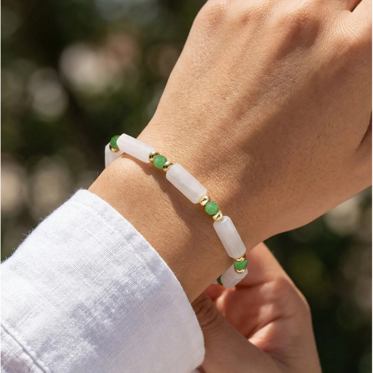 White Jade Natural Stone Bracelet – Minimalist Stackable Women's Stone Beaded Bracelet SPOT Default Title
