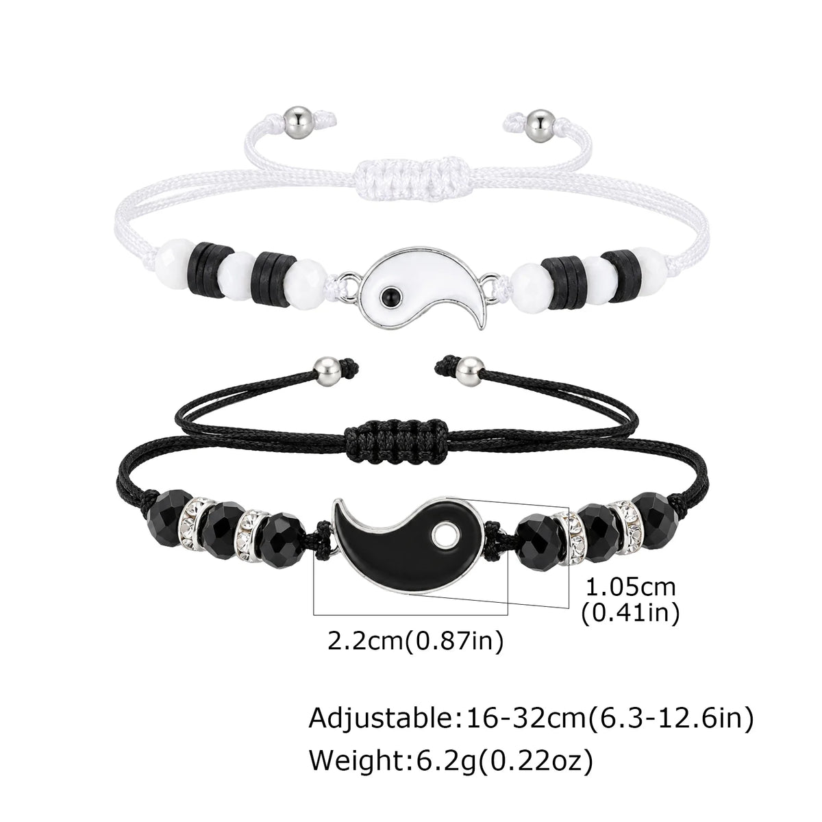 Yin Yang Couple Bracelets – Matching Black & White Beaded Set Couple Bracelet Set SPOT