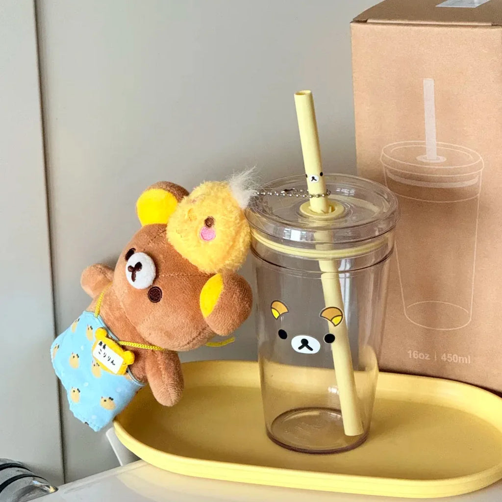 Rilakkuma Bear Straw Cup – Large Kawaii Tumbler with Lid Kawaii Straw Tumbler SPOT