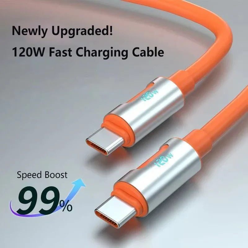 120W USB-C Fast Charging Cable – 6A High-Speed Data Cord USB-C Charging Cable SPOT