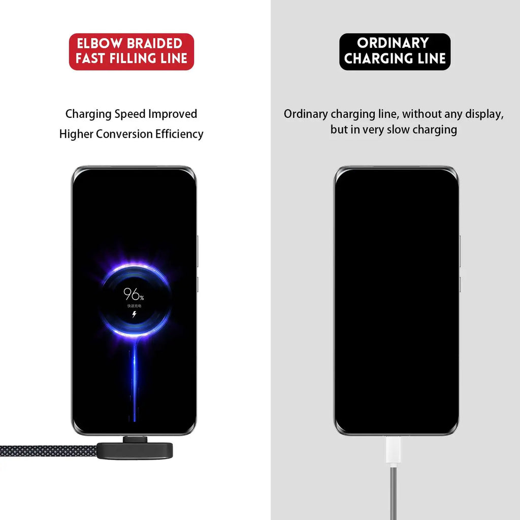 90° Elbow 100W USB-C Fast Charging Cable – Braided, 1–2m USB-C Charging Cable SPOT