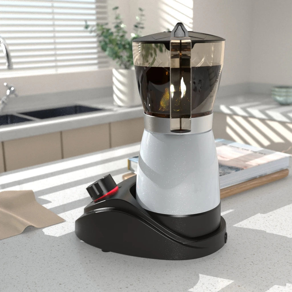 6-Cup Electric Moka Pot – Aluminum Espresso Coffee Maker Electric Moka Pot SPOT