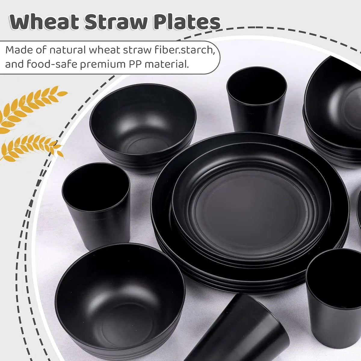 16-Piece Wheat Straw Dinnerware Set – Eco-Friendly Reusable Dinnerware Set SPOT