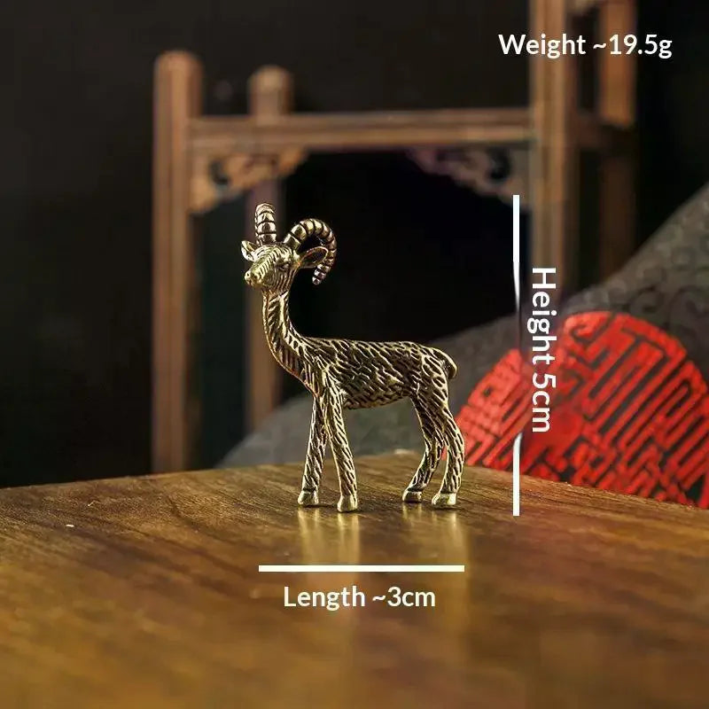 Miniature Brass Goat Figurine – Antique Zodiac Collectible Decorative Figurine SPOT