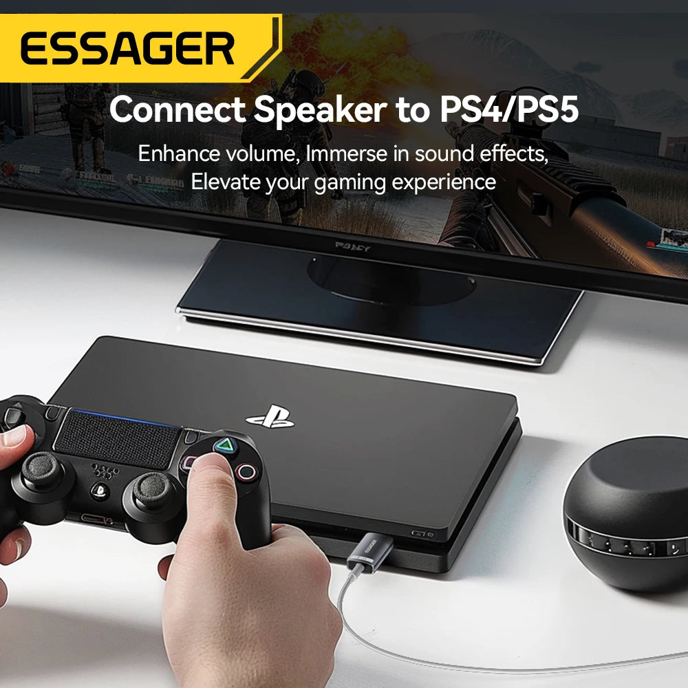 Essager USB External Sound Card – 3.5mm Audio Adapter USB Audio Adapter SPOT