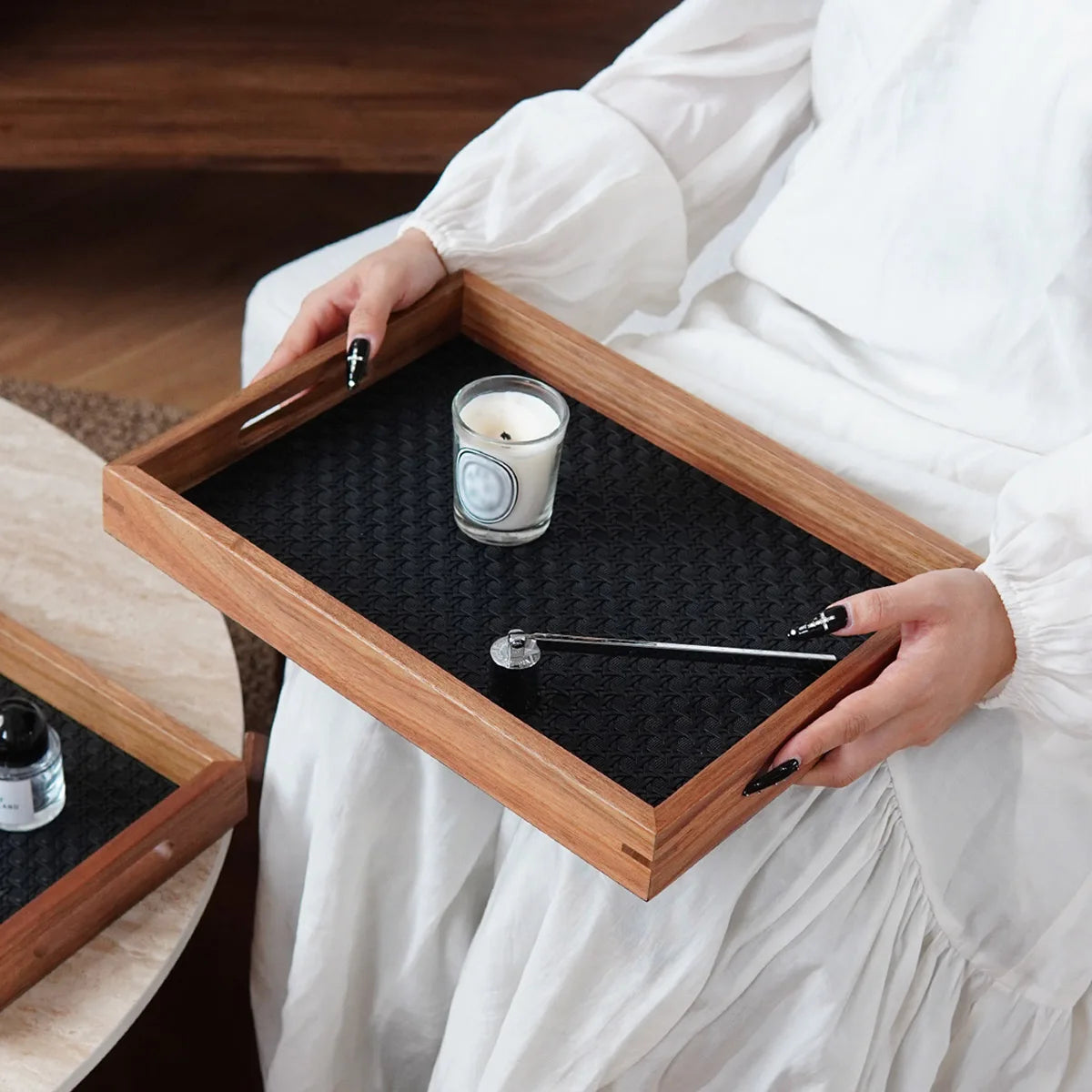 Bamboo Woven Acacia Wood Decorative Tray – Jewelry & Home Decorative Wood Tray SPOT