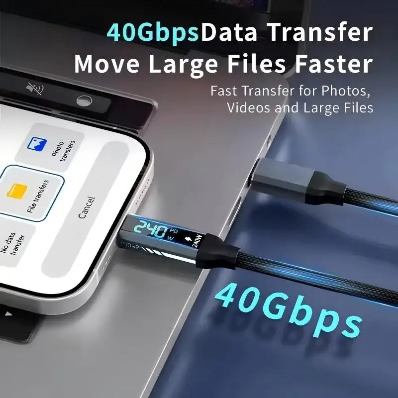 USB 4 Cable 240W 40Gbps 8K Thunderbolt 4 Type-C Fast Charge USB-C Cable SPOT