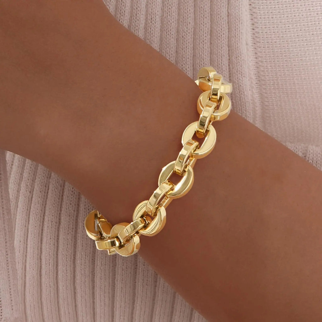 Gold Link Chain Bracelet for Women – Adjustable Stainless Steel Chain Link Bracelet SPOT