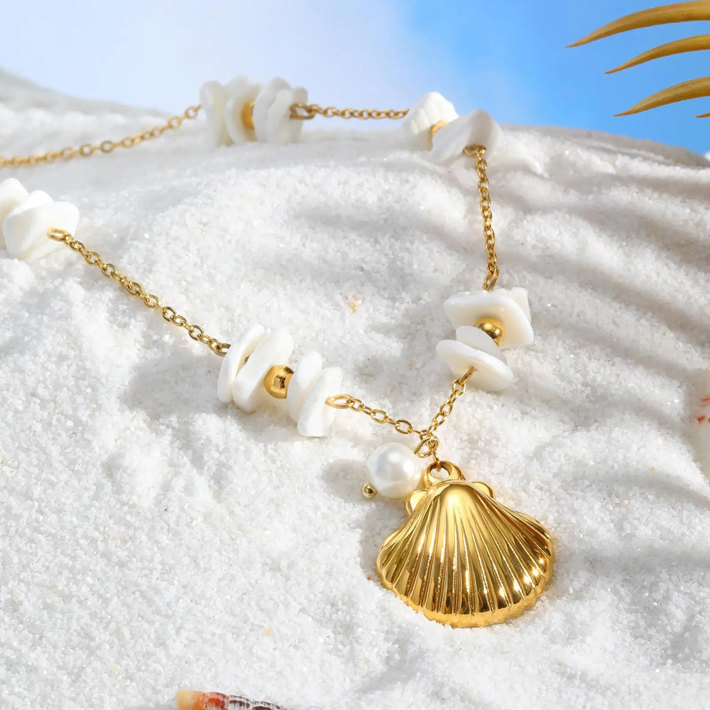 Puka Shell Pendant Necklace for Women – Waterproof Beach Jewelry Shell Pendant Necklace SPOT