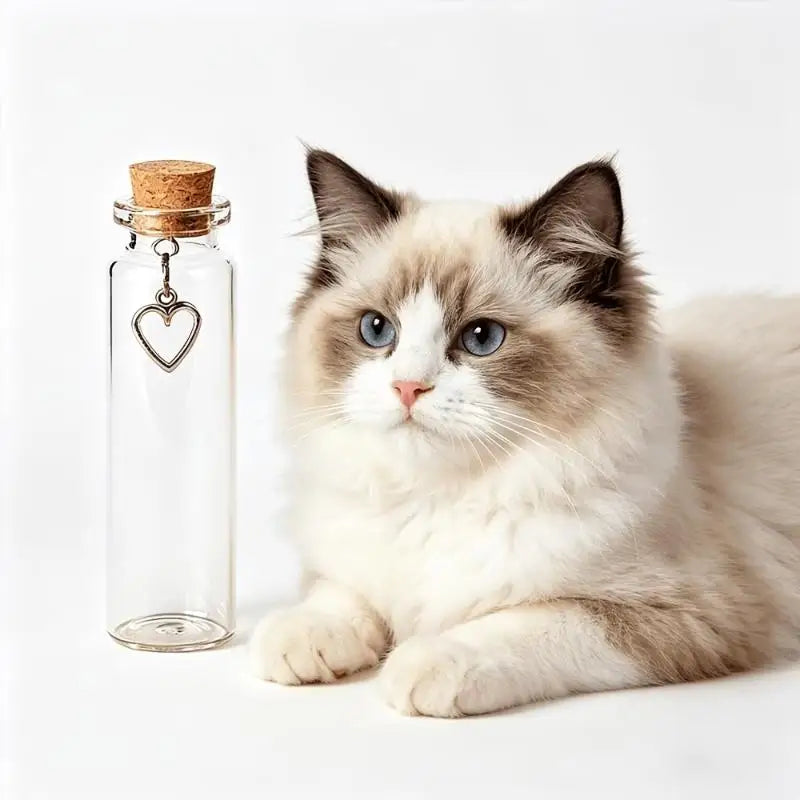 Pet Hair Keepsake Glass Jar – Cork Stopper & Heart Charm Pet Keepsake Jar SPOT