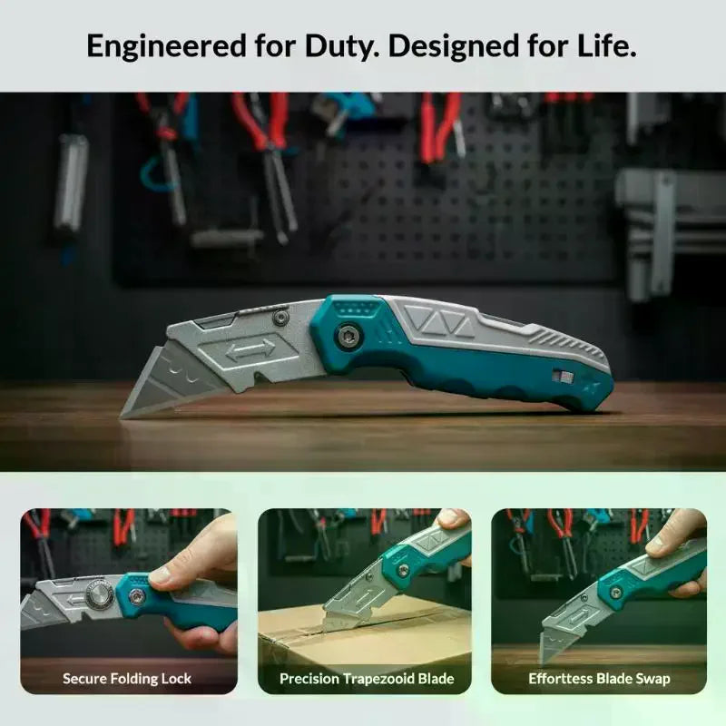 Heavy Duty Folding Utility Knife & Box Cutter – 10 Blades Folding Utility Knife SPOT