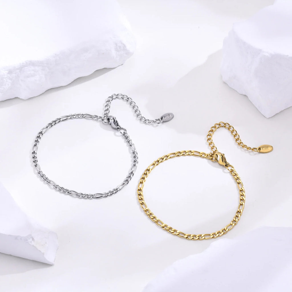 3mm Figaro Chain Bracelet – Gold & Silver Stainless Steel Women Chain Link Bracelet SPOT