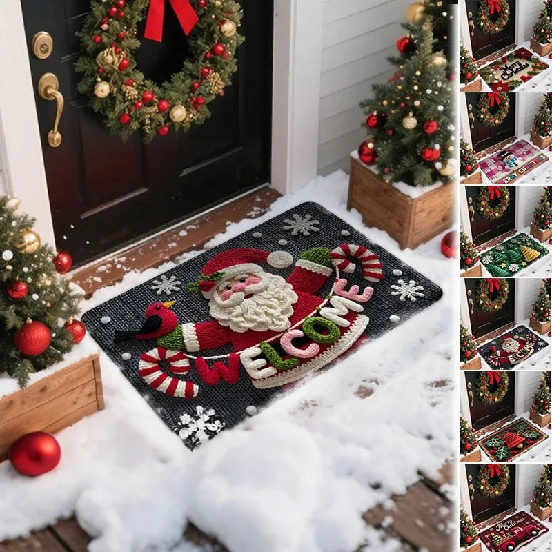 Christmas Door Mat – Santa & Gingerbread Man Indoor/Outdoor Holiday Door Mat SPOT