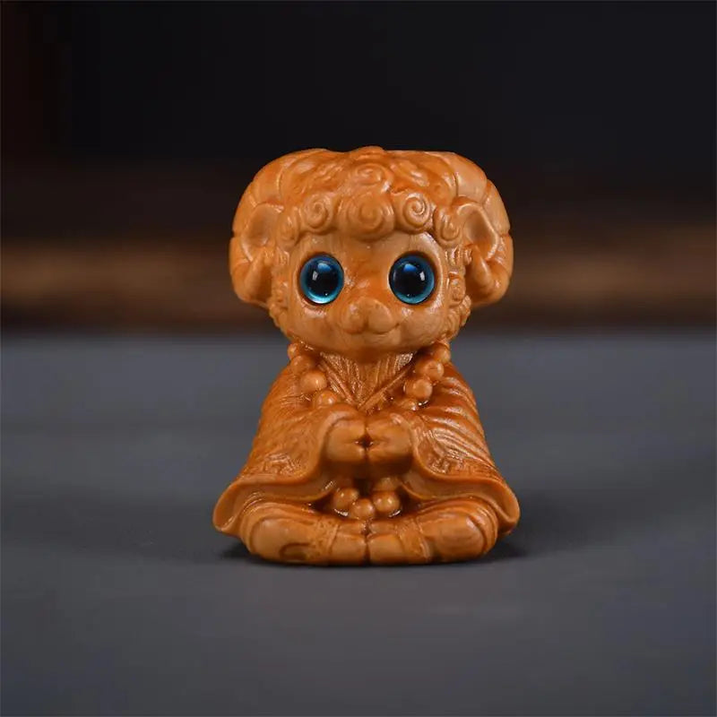 2027 Year of the Sheep Zodiac Wood Carving Feng Shui Statue Zodiac Figurine SPOT