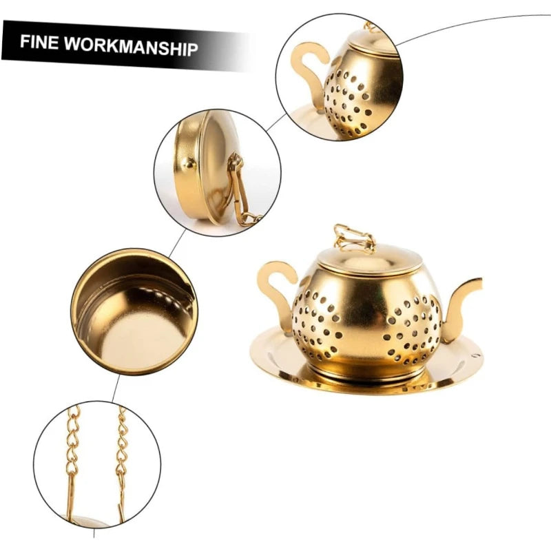 Golden Teapot Tea Infuser with Lid – 304 Stainless Steel Tea Infuser Strainer SPOT