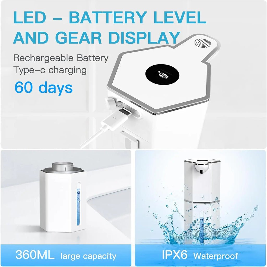 Touchless Foaming Soap Dispenser Wall Mount USB 360ml Automatic Soap Dispenser SPOT