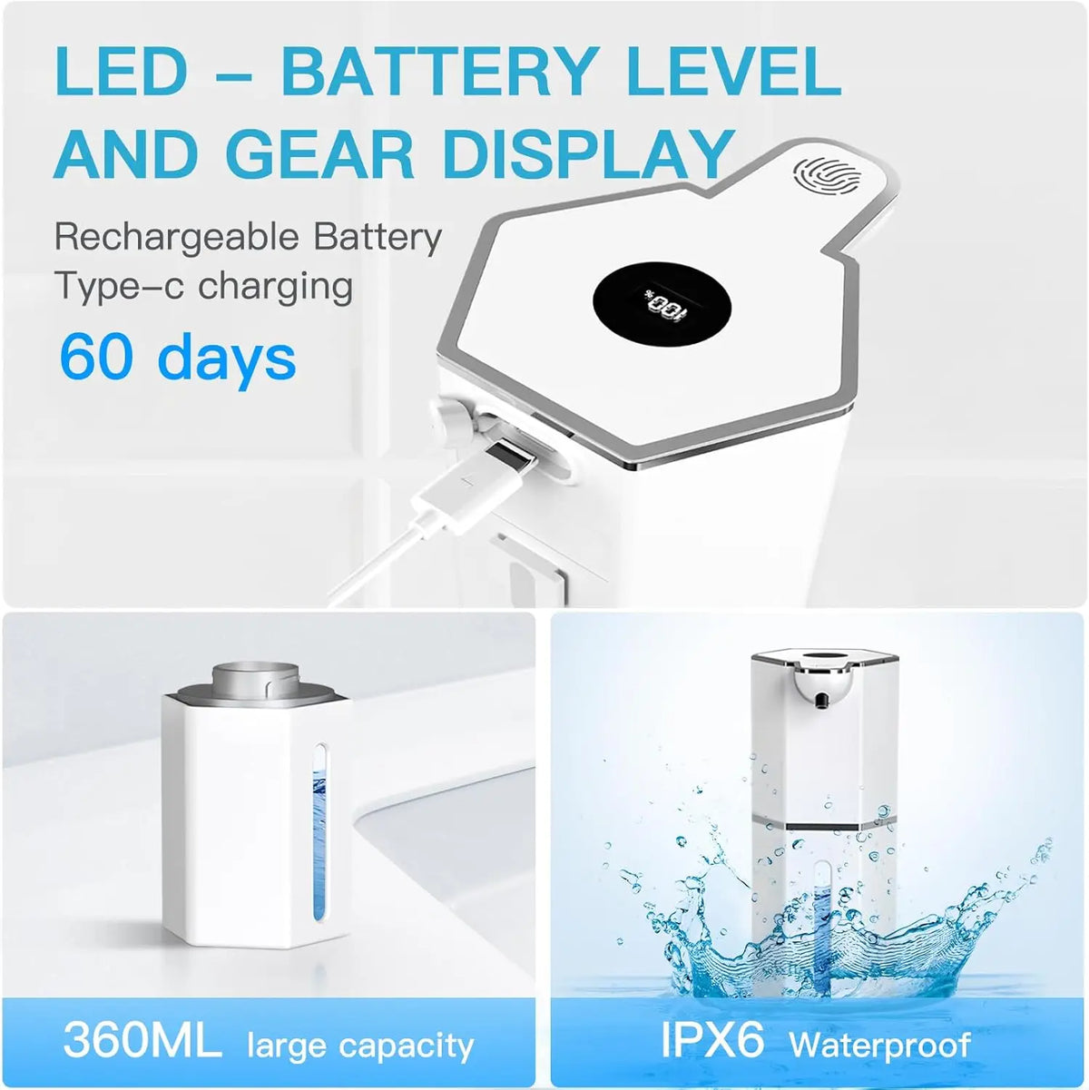 Touchless Foaming Soap Dispenser Wall Mount USB 360ml Automatic Soap Dispenser SPOT