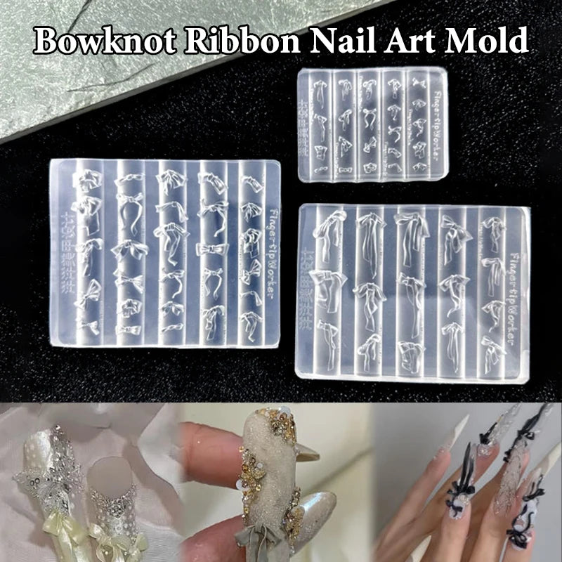 3D Bowknot Silicone Nail Mold – DIY Ribbon Bow Manicure Art Nail Art Mold SPOT