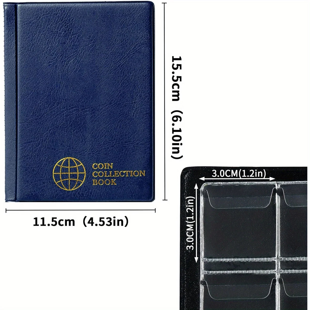 120-Pocket Coin Collection Album – Clear PVC Coin Holder Book Coin Collection Album SPOT
