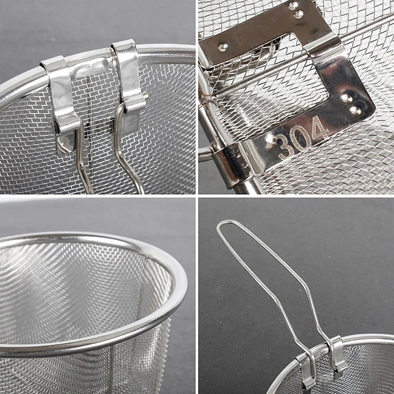 Stainless Steel Deep Fry Basket – Round Wire Mesh Strainer Fry Basket Strainer SPOT