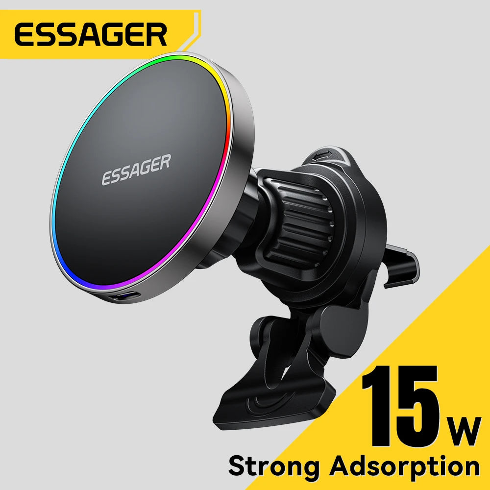 Essager RGB Magnetic Car Mount – 15W Qi Wireless Charger Wireless Car Mount SPOT