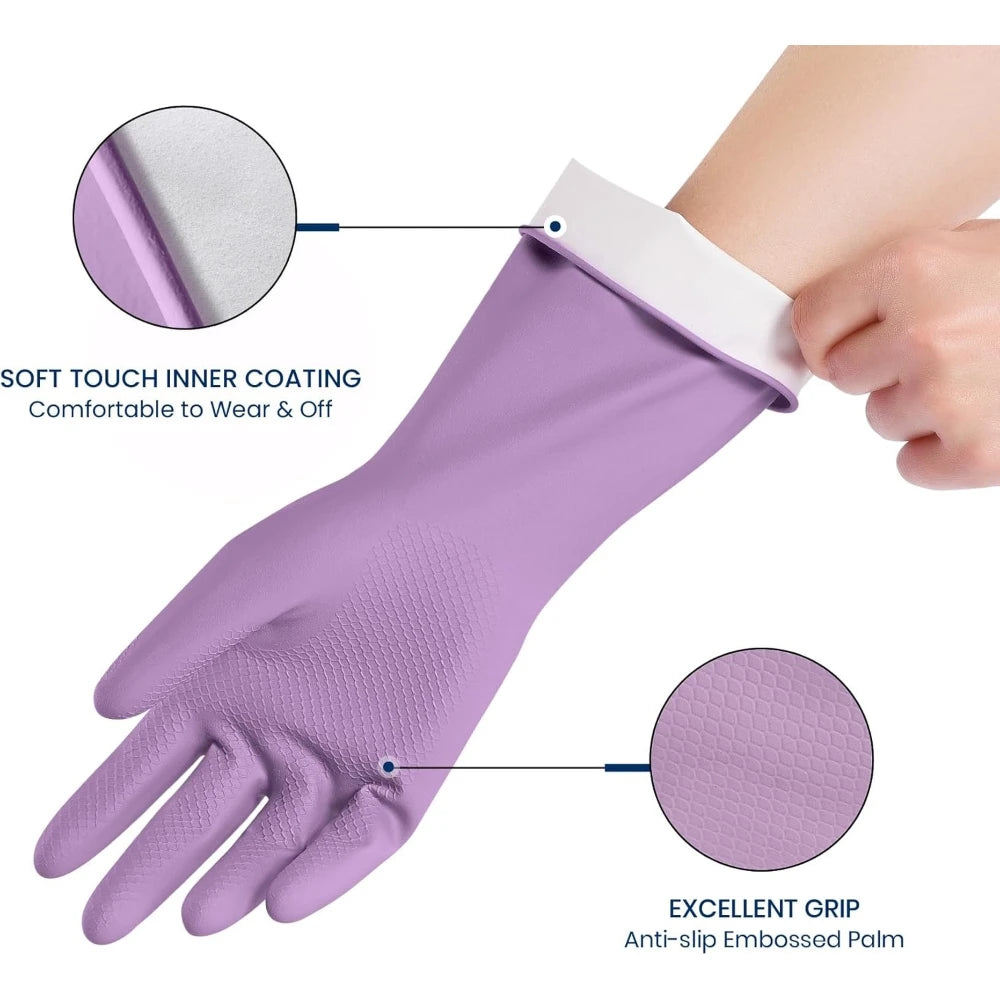 2-Pair Latex Cleaning Gloves – Waterproof Non-Slip Dishwashing Household Cleaning Gloves SPOT