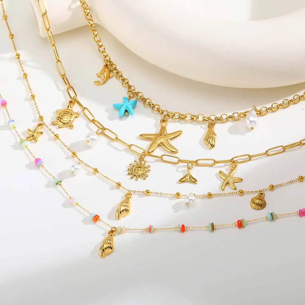 Sea Shell Necklace – Conch & Starfish Stainless Steel Pendant Pendant Necklace SPOT