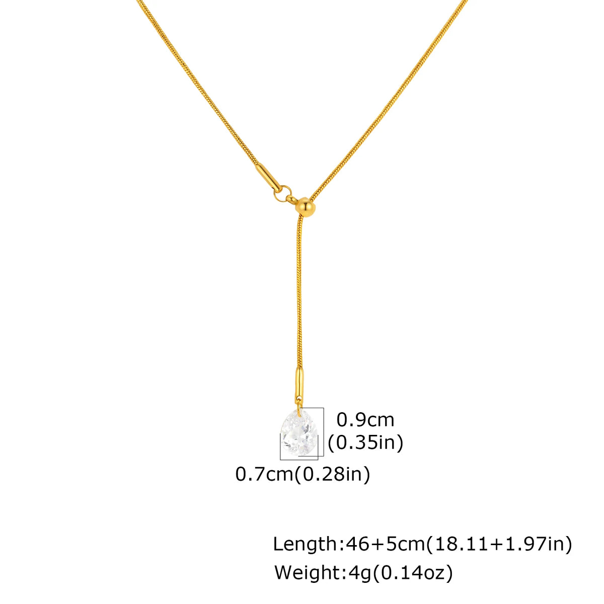 18K Gold Lariat Y-Necklace with Teardrop CZ – Women's Jewelry Lariat Pendant Necklace SPOT NC-2992G