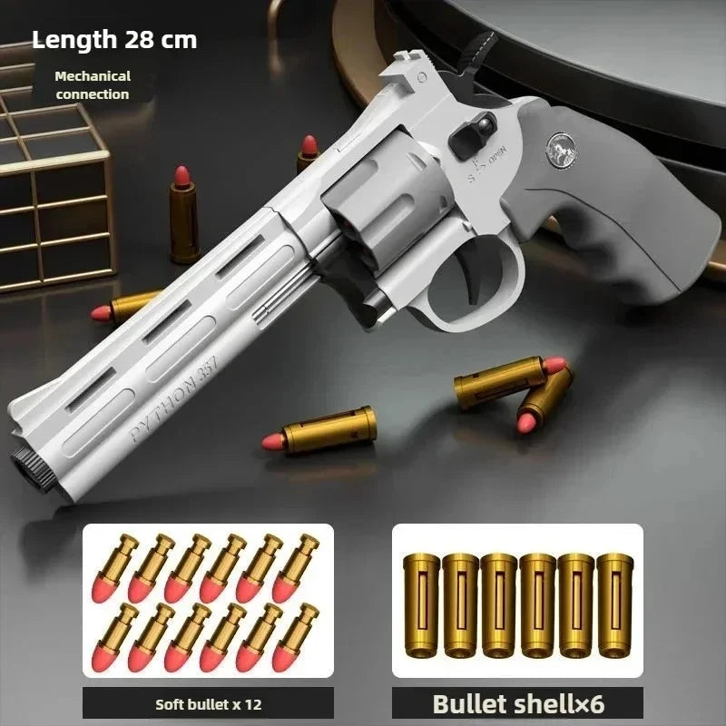 Revolver Soft Bullet Toy Gun – One-Key Detachable Kids Pistol Soft Bullet Toy Gun SPOT Grey-28cm