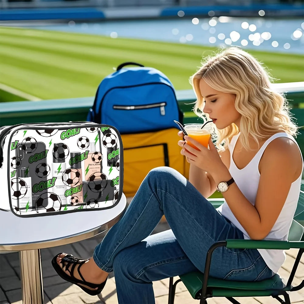 Football-Themed Transparent PVC Toiletry & Makeup Travel Bag Travel Toiletry Bag SPOT