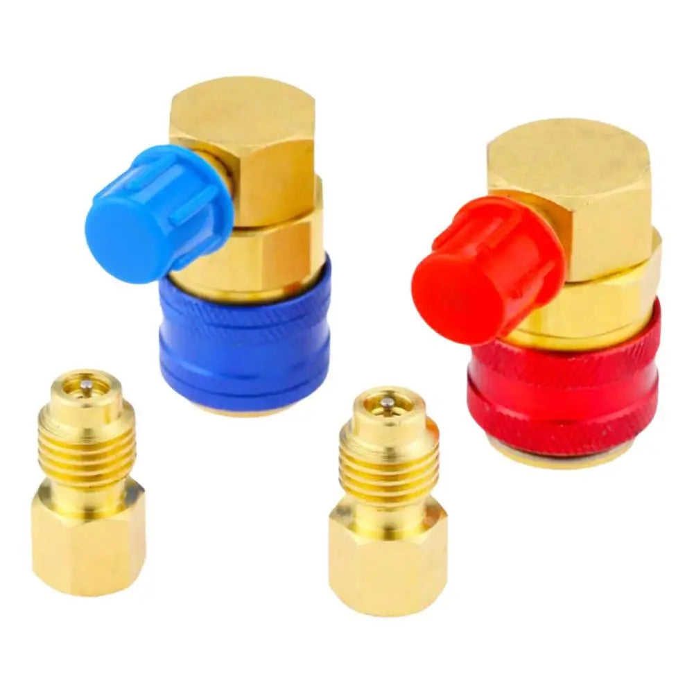 R134A A/C Quick Connect Coupler Set – Brass Manifold Gauge Adapter AC Manifold Coupler SPOT E