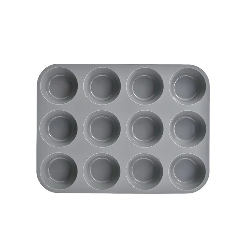 Silicone Baking Mold 12/24 Hole – Cupcake & Muffin Pan Silicone Baking Mold SPOT 12 Hole Gray